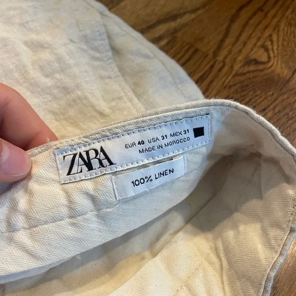 Zara Cream Linen Trousers - Picture 3 of 4